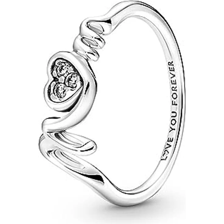 PANDORA Damen Ring "MOM mit Herz", Sterling-Silber mit Zirkonia, Gravur "LOVE YOU FOREVER" – Bild 2