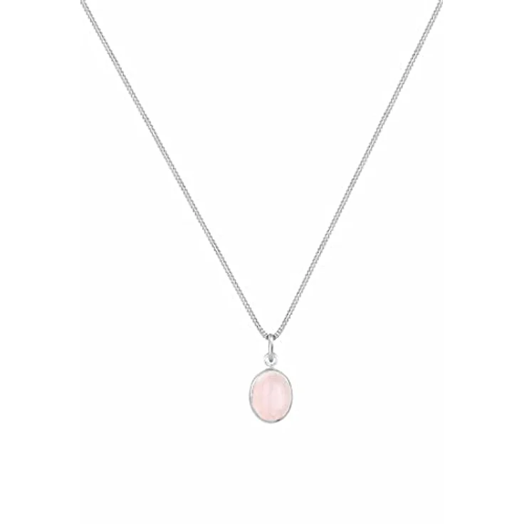 Elli Halskette Damen Solitär Anhänger mit Rosenquarz, 925 Sterling Silber, handgefertigt, elegant – Bild 2