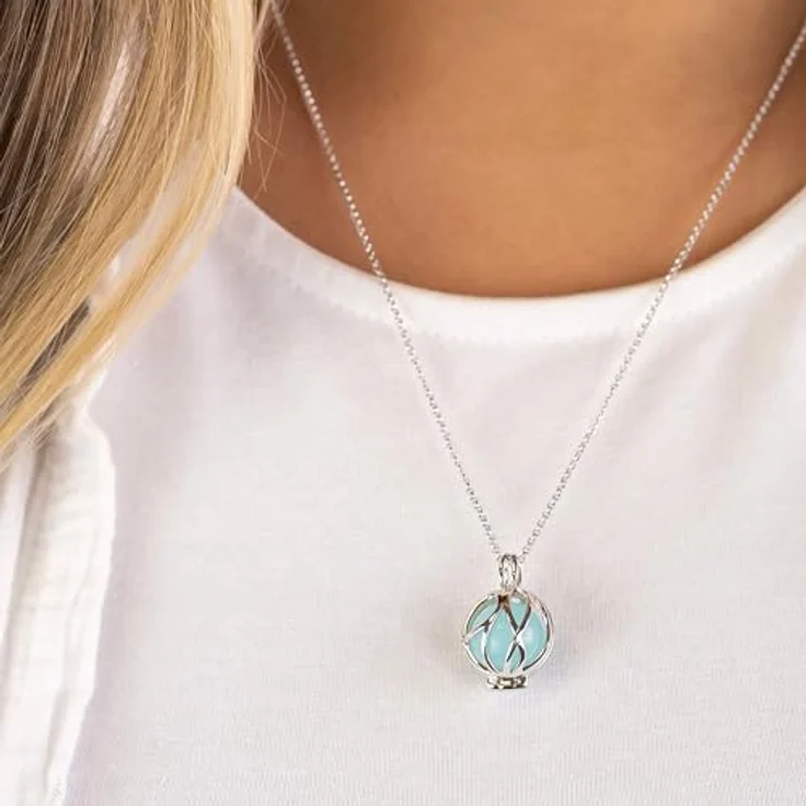 Engelsrufer Damen Halskette aus Sterling Silber mit Blauem Achat Kraftstein Anhänger, verstellbar in drei Längen, nickelfrei, Karabinerverschluss – Bild 2