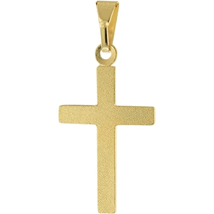 trendor Kreuz-Anhänger Gold 585/14 Karat, eleganter Halsschmuck für Damen, Herren und Kinder, 21 x 12 mm, polierte Oberfläche mit Strukturdekor, ideale Geschenkidee – Bild 2