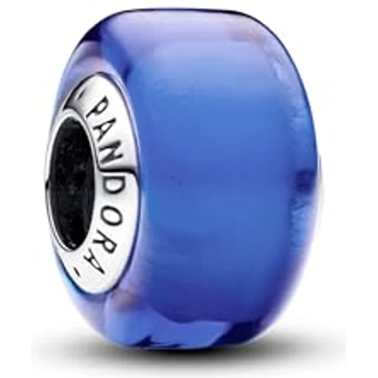 PANDORA Moments Blaues Murano-Glas Mini-Charm aus Sterling Silber, quadratisch, kompatibel mit Moments Armbändern, 793105C00 – Bild 1