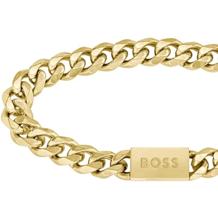 BOSS Jewelry Gliederarmband Herren Kollektion CHAIN FOR HIM, Panzerarmband aus Edelstahl mit gelbgoldener IP-Beschichtung, 19 cm, magnetischer Verschluss – Bild 2