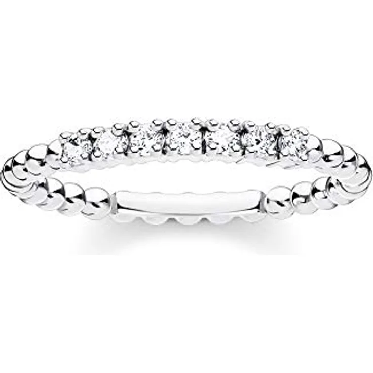 THOMAS SABO Damenring Kugeln mit weißen Steinen, 925 Sterling Silber, Modell TR2323-051-14-52