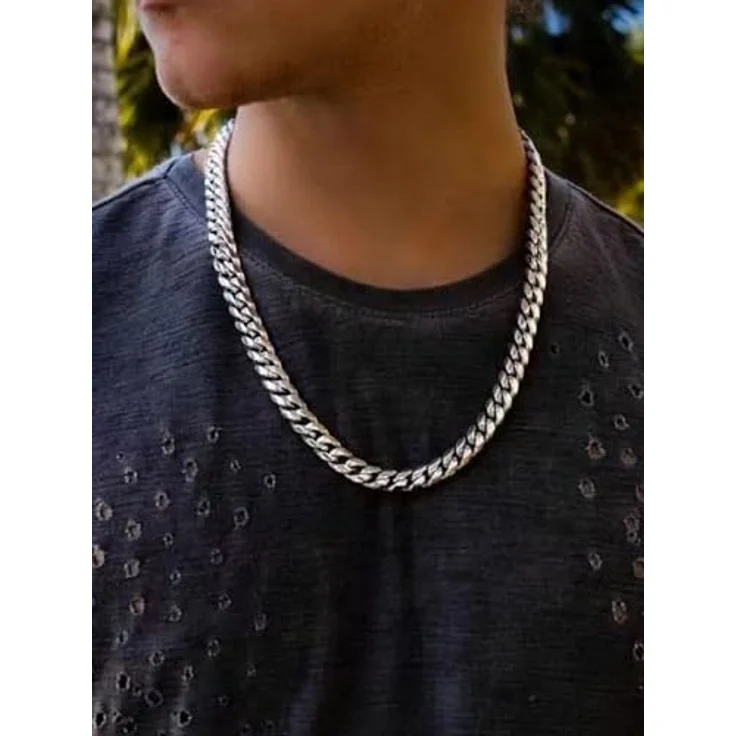 ChainsHouse Herren Edelstahl Kette 61cm, Kubanische Panzerkette 9mm, robuster Halsschmuck für Hip Hop und Mode – Bild 3