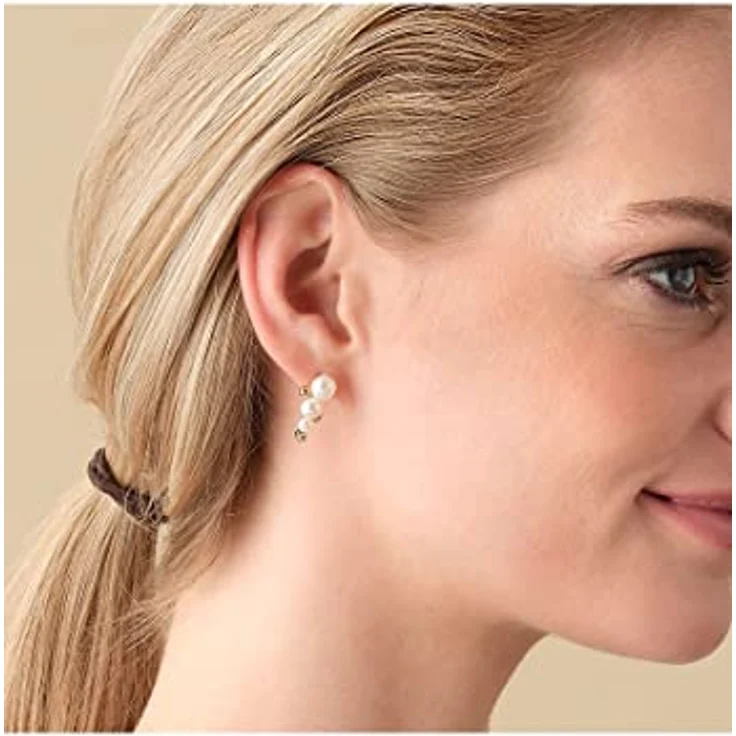 CHRIST Damen-Ohrstecker 925er Silber mit Süßwasserperle, 1 cm Länge, elegantes Design – Bild 4