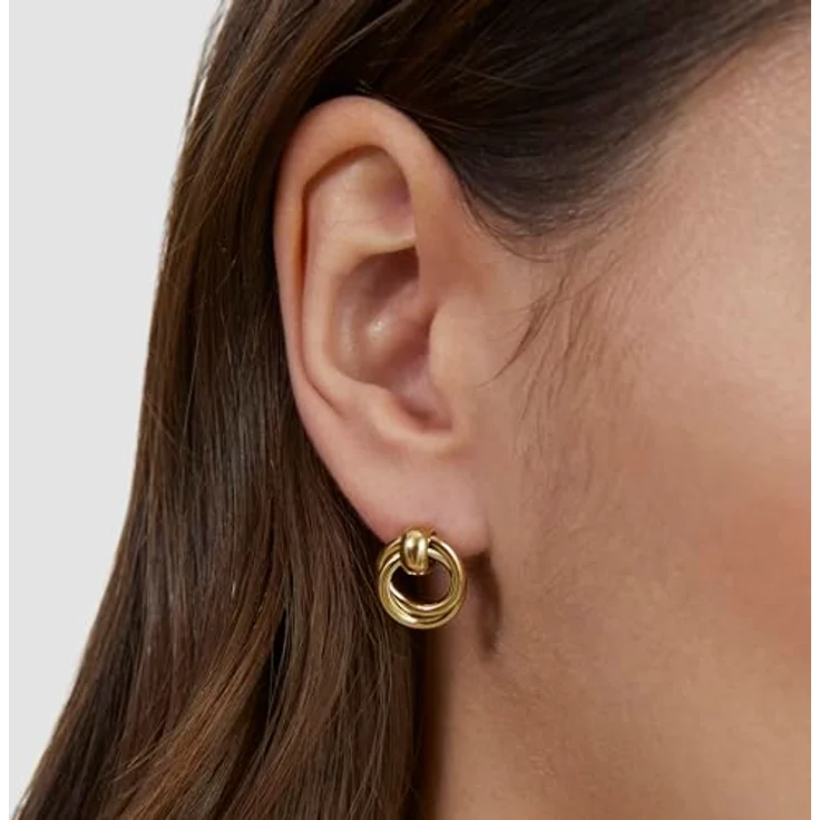 s.Oliver Ohrring - Elegante goldene Ohrstecker aus poliertem Edelstahl - Wasserfest & hautfreundlich, 16 mm – Bild 2