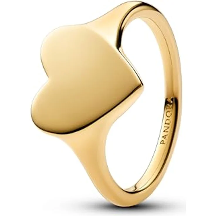 PANDORA Moments Gravierbarer Herz Ring aus 14K vergoldetem Sterling Silber, Größe 54, personalisierbar – Bild 1