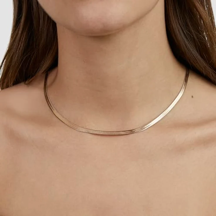 s.Oliver Necklace - Elegante Schlangenkette aus poliertem Edelstahl in IP Roségold, 45 cm, wasserfest & hautfreundlich – Bild 2