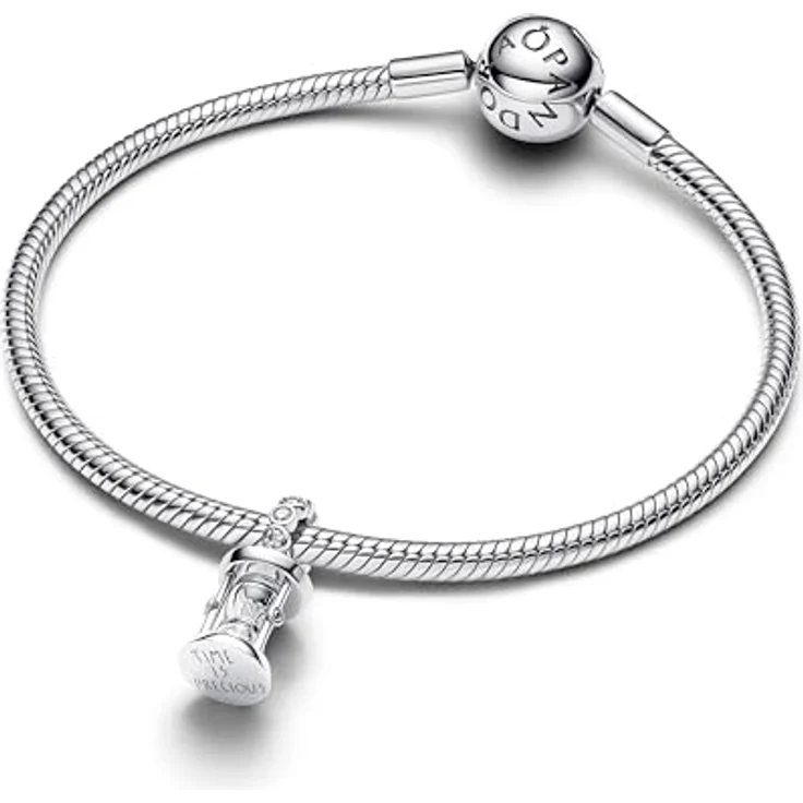 PANDORA Moments Sanduhr Charm-Anhänger aus Sterling-Silber mit Zirkonia und Gravur „TIME IS PRECIOUS“, kompatibel mit ME und Moments, 794140C01 – Bild 3