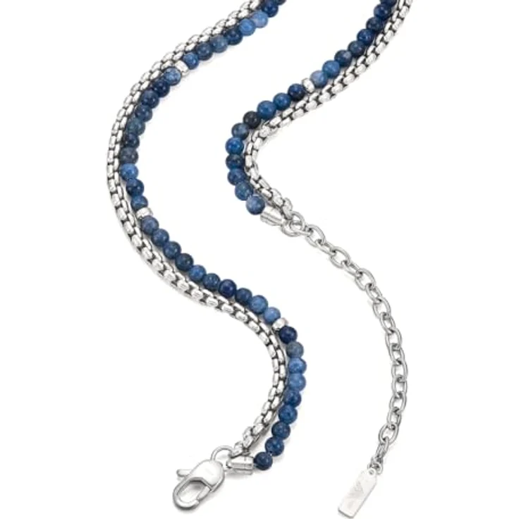 Emporio Armani Herren Halskette EGS3312040, silberfarbener Edelstahl mit mattem Finish, 500 mm Länge, Karabinerverschluss – Bild 5