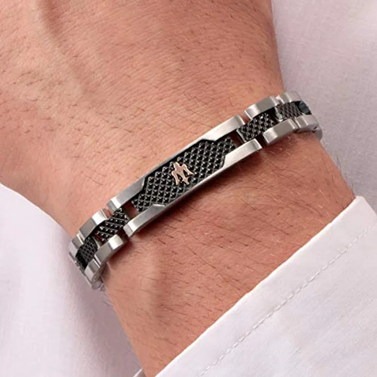 Maserati Herrenarmband JEWELS Kollektion, Edelstahl grau PVD, rosegold PVD, 21 cm, Clipverschluss – Bild 5