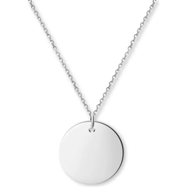 GD GOOD.designs Halskette Damen Silber mit Coin Plättchen, wasserfest, Edelstahl, individuell verstellbar 40+5cm – Bild 1