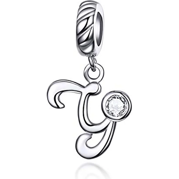 LaMenars Damen Charm-Anhänger Buchstabe Y, 925 Sterling Silber für Chamilia und europäische Armbänder & Halsketten – Bild 1