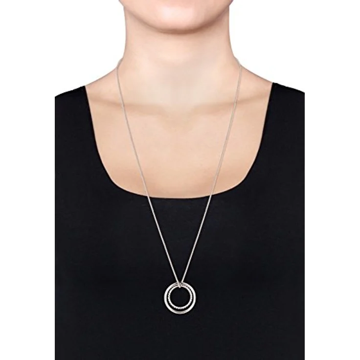 Elli Halskette Damen, Geo Basic Trend mit Kreis Ring Symbol, 925 Sterling Silber, 80 cm lang, Handgefertigt, Anlaufgeschützt – Bild 5