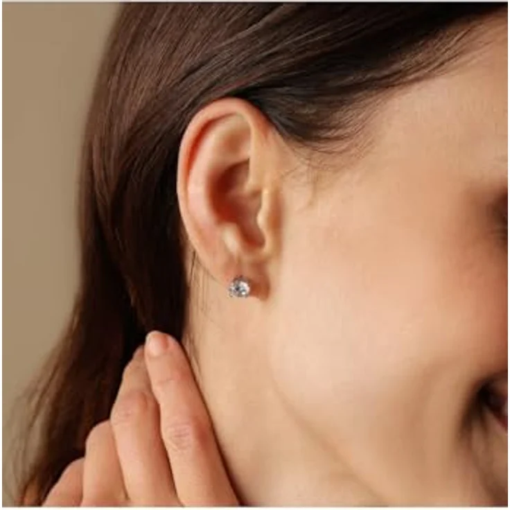 FAVS Damen-Ohrstecker 925er Silber, mit 2 Zirkonia, klassisches Design, 0,6 cm, Geschenkbox – Bild 4