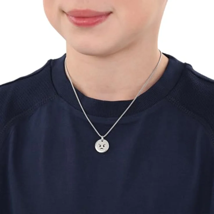 s.Oliver Kette mit Anhänger Edelstahl für Jungen, 40+3 cm, Silber, Smiley, kommt in Schmuck Geschenk Box, 2034938 – Bild 5
