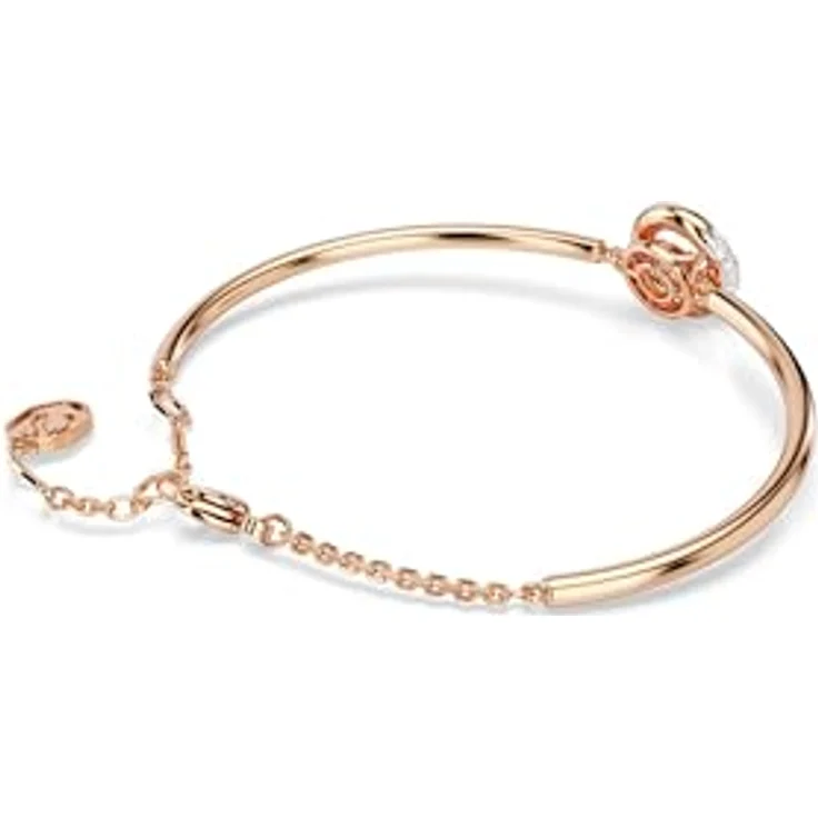 Swarovski Dextera Armreif, Weißes, Rosé Vergoldetes Armband mit Kristallen im Rundschliff und Karabinerverschluss – Bild 4