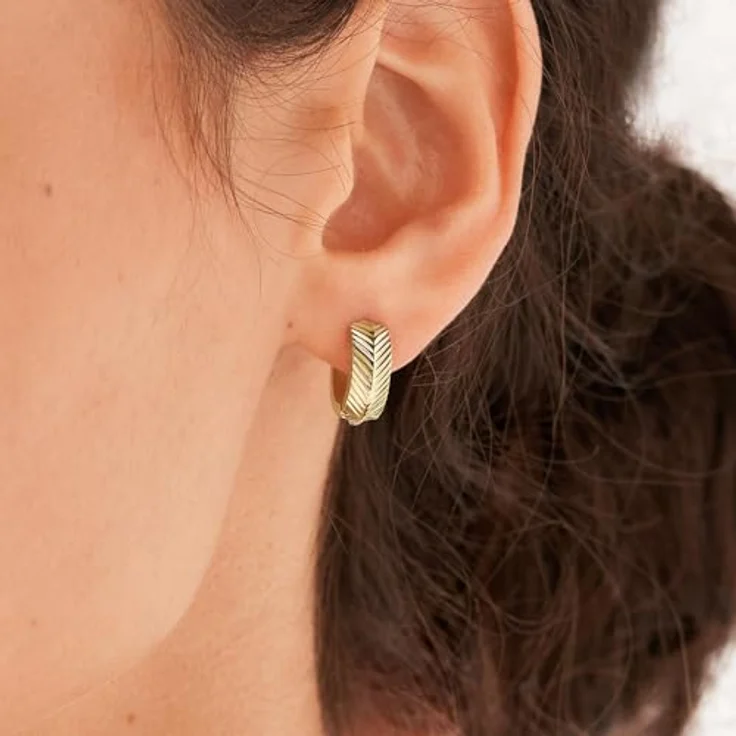 Fossil Damen Ohrringe, Goldfarbener Edelstahl mit Postverschluss, poliertes Finish, 13,2 mm x 13,9 mm x 13,2 mm – Bild 2