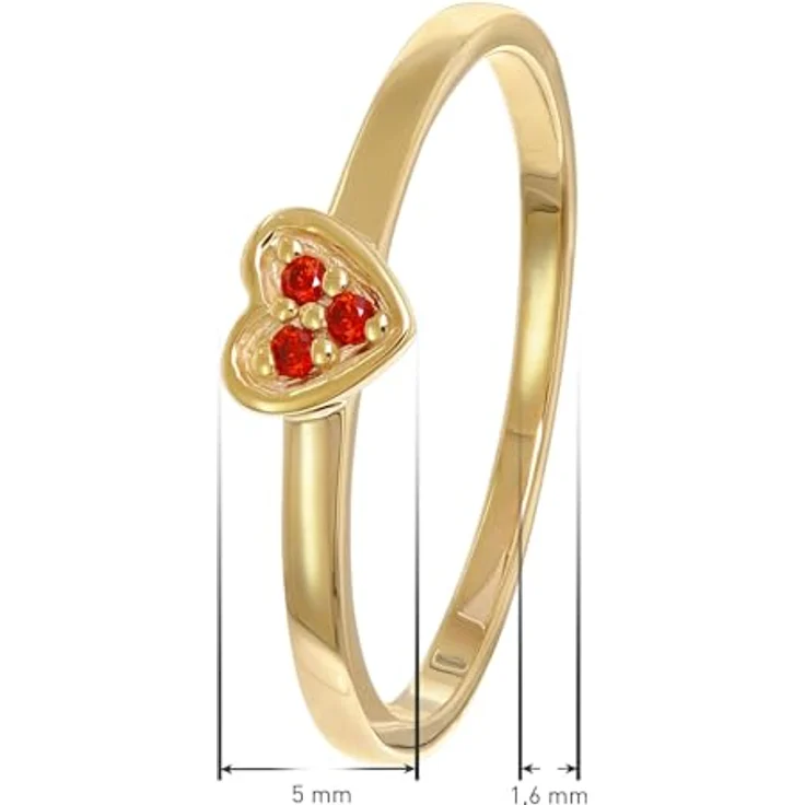 trendor Damenring Gold 333/8K Herz mit roten Zirkonias, eleganter Schmuck, Ringgröße 50/15,9 – Bild 5