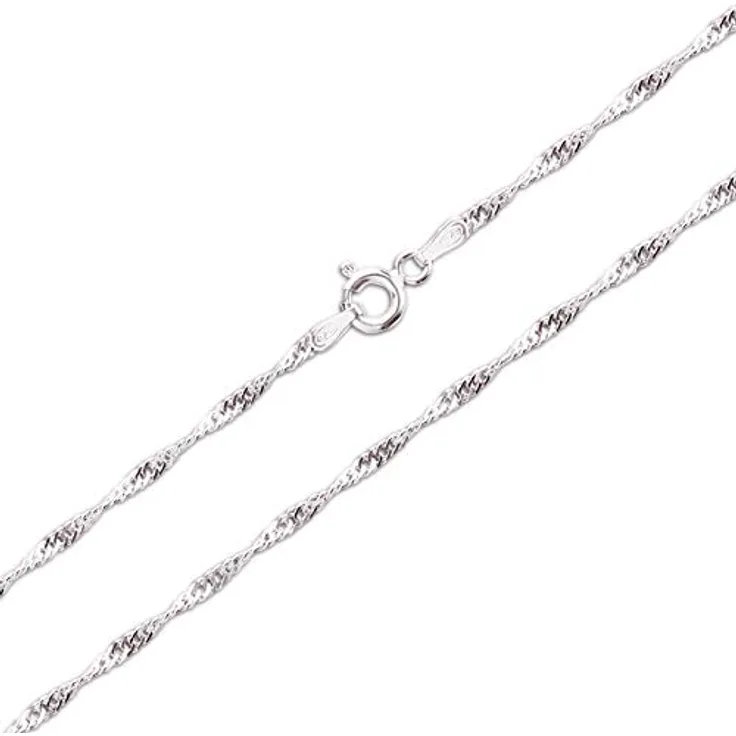 Schöner-SD Singapurkette 925 Silber, gedrehte Halskette für Damen, 42cm, nickelfrei, feingliedrig
