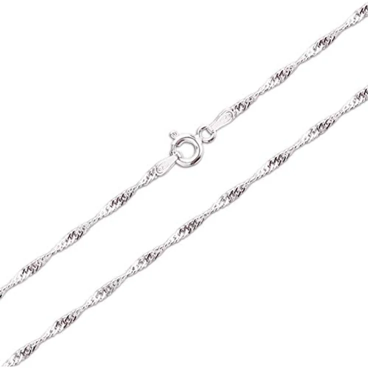 Schöner-SD Singapurkette 925 Silber, gedrehte Halskette für Damen, 42cm, nickelfrei, feingliedrig – Bild 1