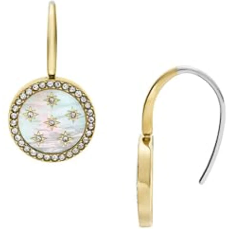 Fossil Merrit Damen-Ohrringe aus goldfarbenem Edelstahl, poliert mit sicherem Hakenverschluss, 1,31 cm – Bild 3