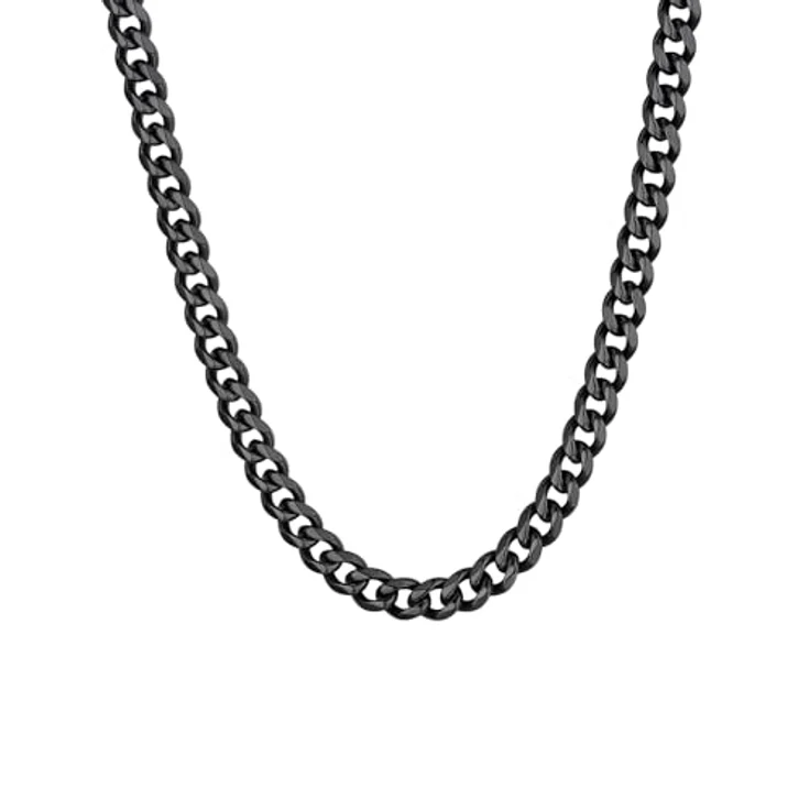 ChainsHouse 6mm Schwarze Edelstahl Herren Panzerkette, 55cm Kubanische Halskette ohne Anhänger für Männer, Hip Hop Halsschmuck – Bild 1
