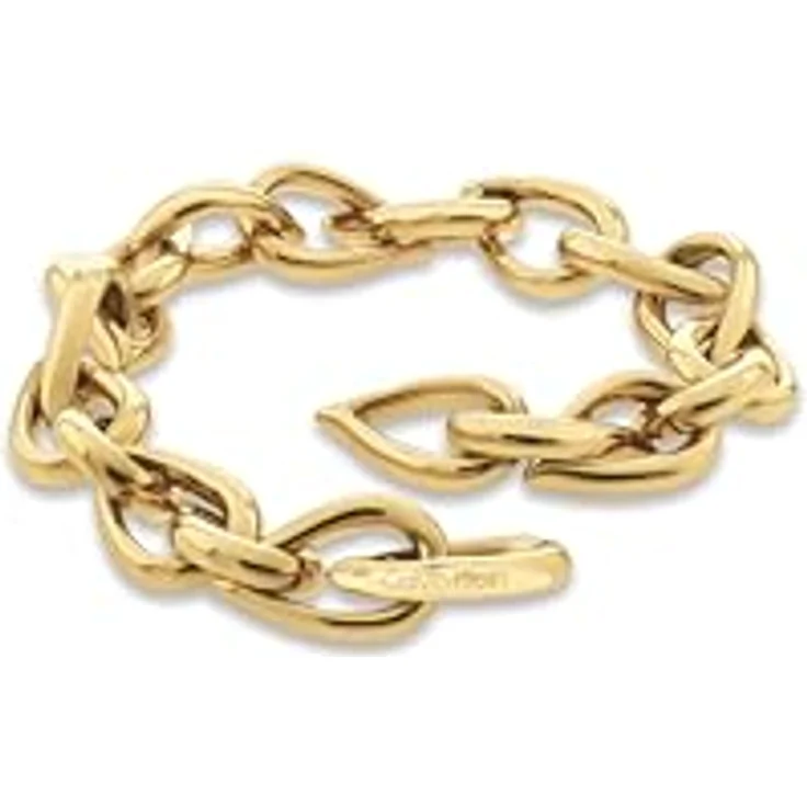 Calvin Klein Sculptured Drops, Damen Gliederarmband aus Edelstahl mit Gelbgold-Beschichtung, 175 mm, verstellbarer Infinity-Verschluss – Bild 2