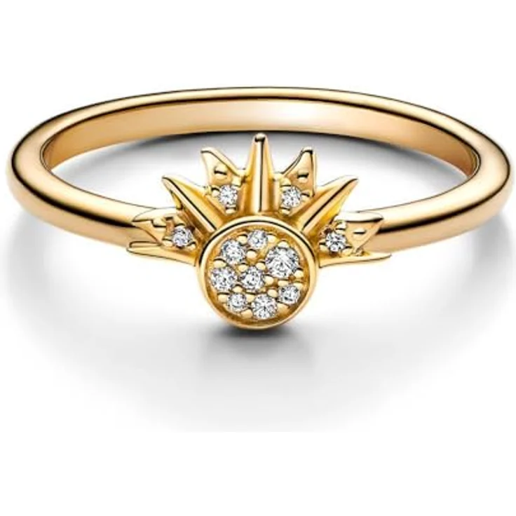 PANDORA Celestial Sparkling Sun Ring, 14k gold-plated Damenring mit Cubic Zirconia, stapelbar – Bild 4