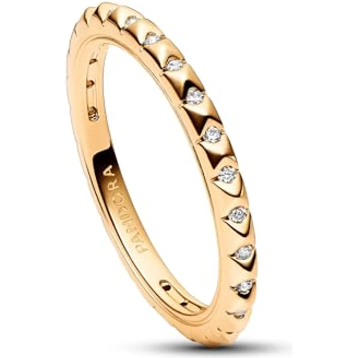 PANDORA ME Pyramiden Ring, Sterling Silber mit 14 Karat vergoldeter Metalllegierung und Cubic Zirkoniastein, Größe 56, 162800C01-56 – Bild 2