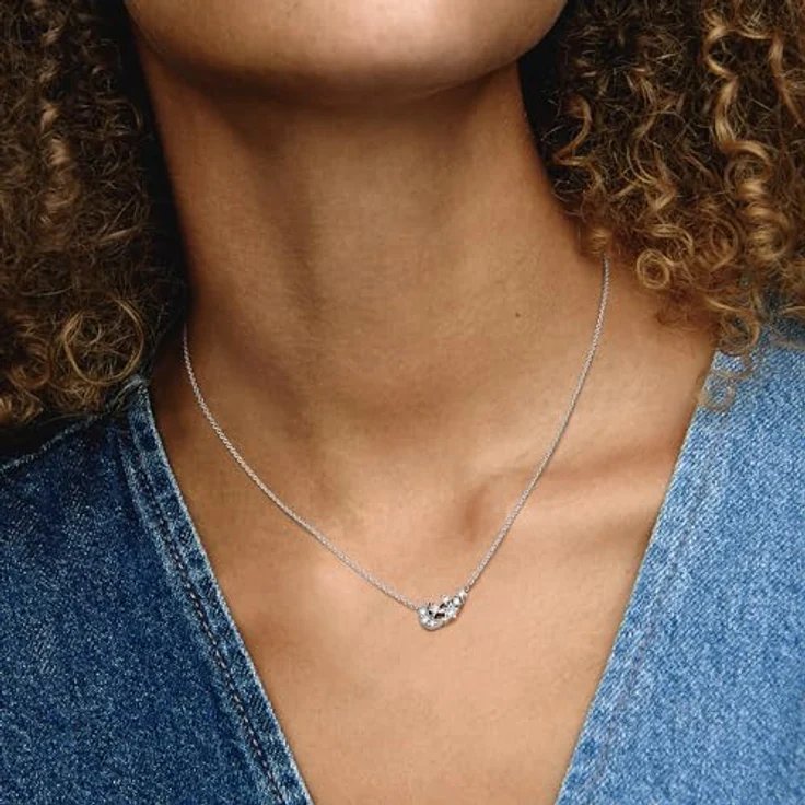 PANDORA Timeless Funkelnde Mond & Stern Collier-Halskette, Sterling Silber mit Zirkonia, verstellbare Länge 45cm, 392991C01-45 – Bild 5