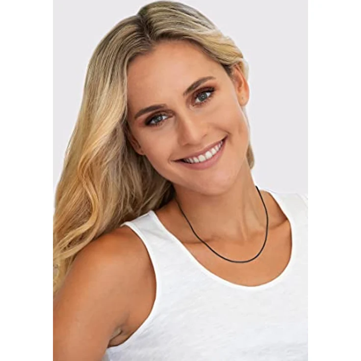 Nenalina Damen Halskette Seidenband schwarz, 2 mm, mit vergoldetem 925 Sterling Silber Karabinerverschluss, 60 cm, für Schmuck Anhänger – Bild 4