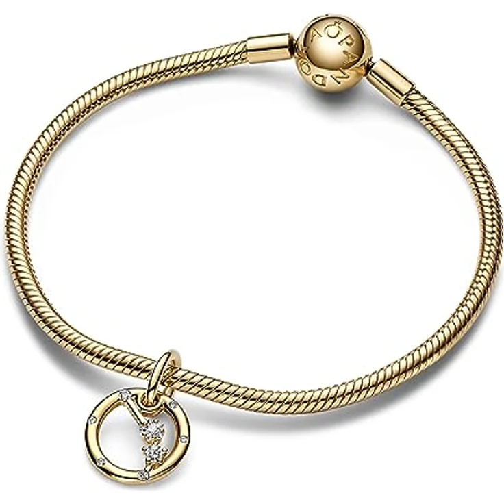 PANDORA Moments Sternzeichen Widder Charm-Anhänger aus Sterling Silber mit 14 Karat vergoldeter Metalllegierung und Zirkonia, kompatibel mit Moments Armbändern, 762719C01 – Bild 2