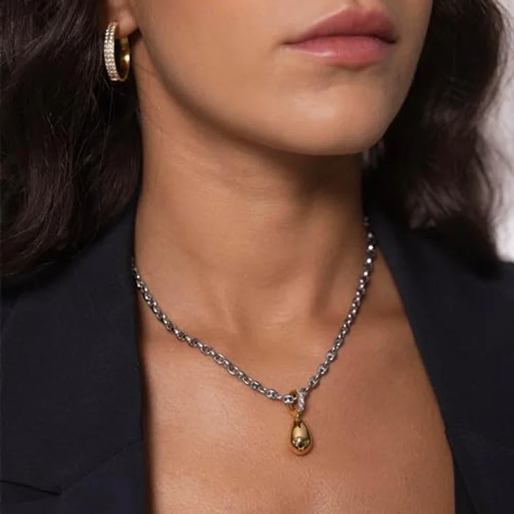 Purelei City Lights Creolen Ohrringe Damen, Edelstahl 18K vergoldet mit Zirkonia, wasserfest, Durchmesser 24,8 mm, glänzend und elegant – Bild 4