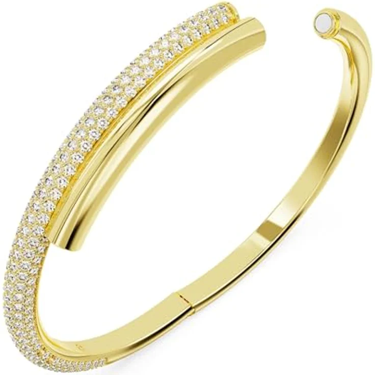 Swarovski Dextera Armreif, Vergoldetes Damenarmband mit Klarem Pavé, Magnetverschluss – Bild 3