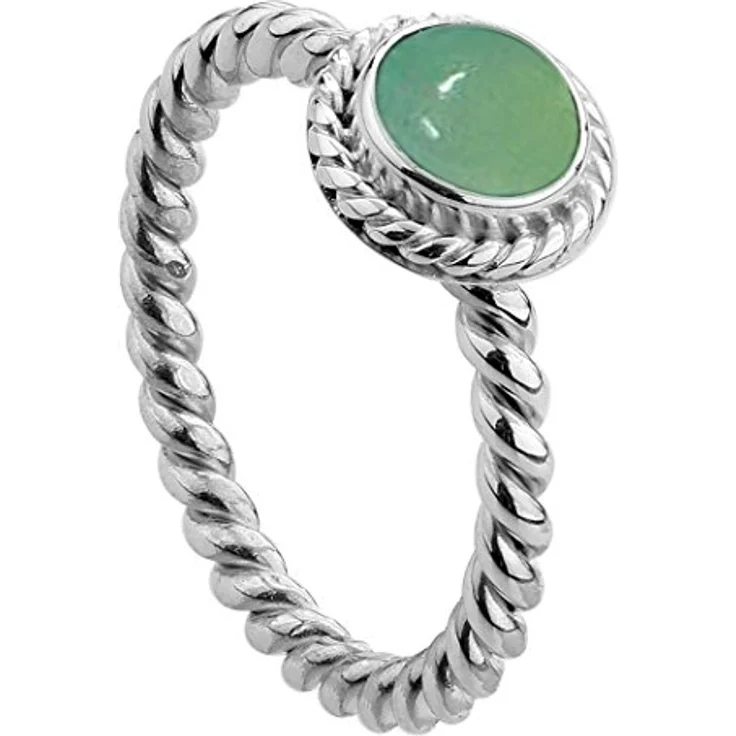 Nenalina Damenring Silber 925, Ring mit 6 mm grünem Achat Edelstein, Hochglanzpoliert – Bild 1