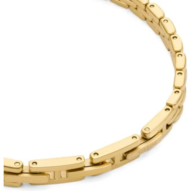 FOSSIL Herrenarmband aus goldfarbenem Edelstahl, poliert mit Faltverschluss, 19cm Länge – Bild 4