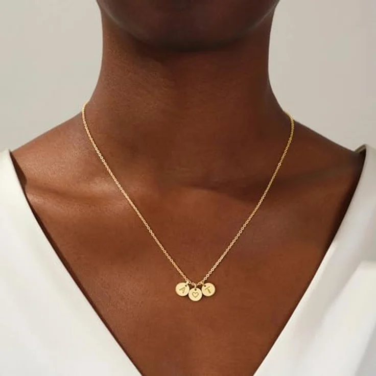 TINGN Gold Halskette Damen, Personalisierte Zwei Buchstaben Kette mit Herz, 14-karätiges Gold, 18" + 2.5" Verlängerung – Bild 2