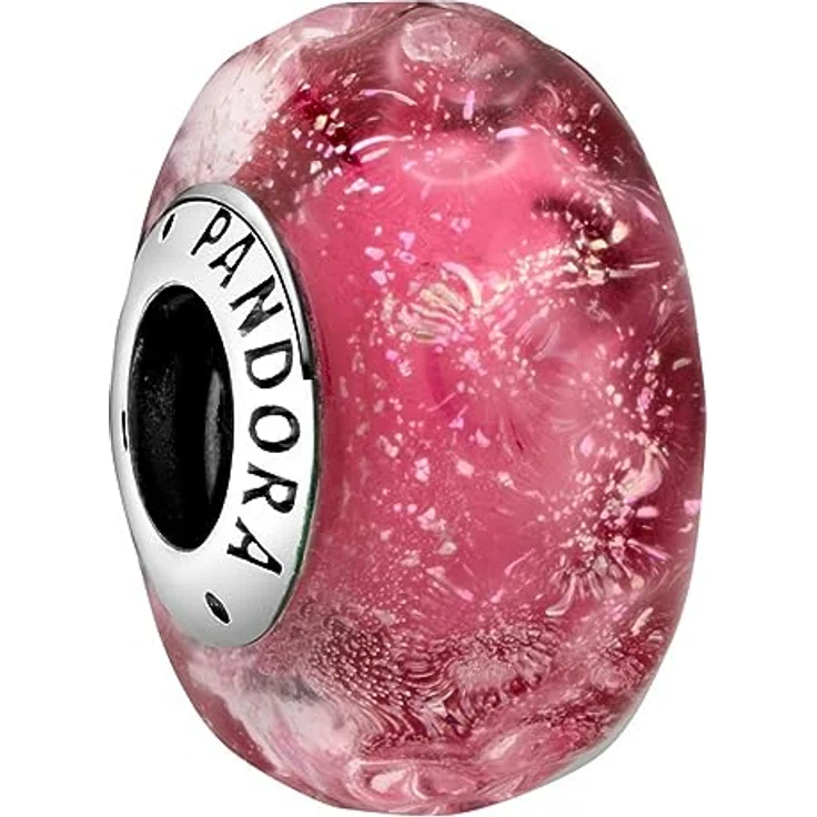 Pandora 798872C00, Silber Bead-Charm aus Muranoglas in Welligem Pink, 13,5 x 7,5 mm – Bild 1