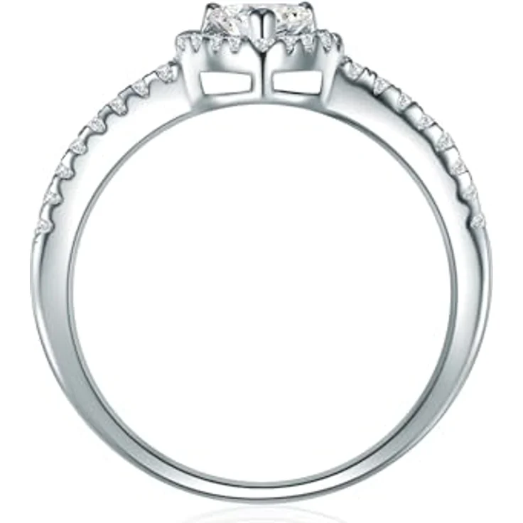 Trilani Damen Herz-Ring Verlobungsring 925/- Sterling Silber, Zirkonia weiß im Brilliantschliff, romantischer Solitärring mit Schmuckverpackung – Bild 3