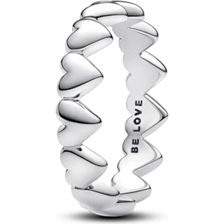 PANDORA Moments Herzen Ring aus Sterling Silber, Größe 52, romantisches Design als Symbol der Liebe – Bild 1