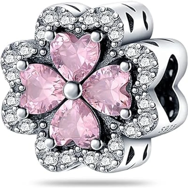 TINSLO Charm Anhänger Damen 925 Sterling Silber, Zirkonia-Steine für Armband und Halskette, passend für Pandora und europäische Armbänder, B11 – Bild 1