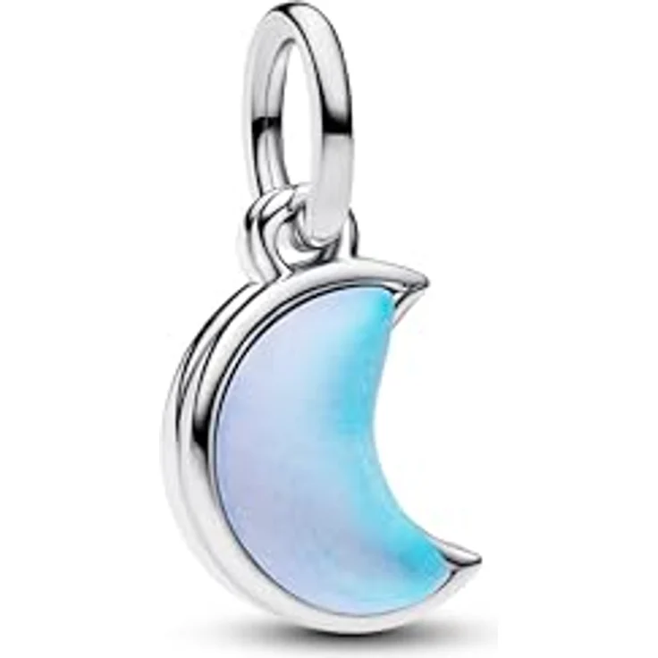 PANDORA Moments Mondsichel Doppelter Charm-Anhänger aus Sterling-Silber mit irisierendem Mondstein-Glas, kompatibel mit ME und Moments, 794272C01 – Bild 1