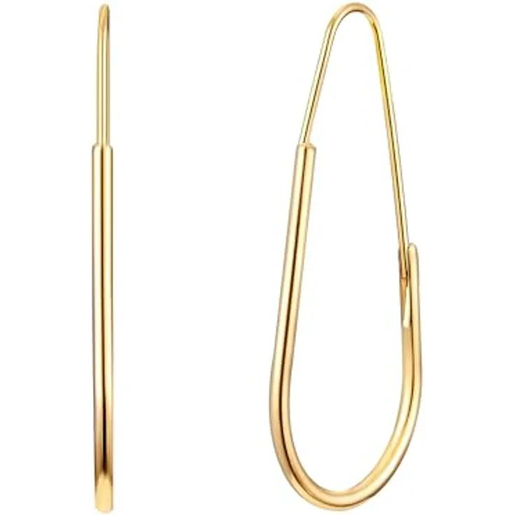 Yokoamii Damen Creolen Gelbgold-Optik, Metall-Legierung mit Bügelverschluss, 41,8 mm Länge, Modeschmuckohrcreolen
