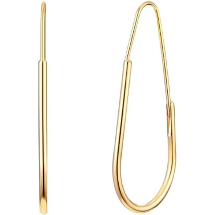 Yokoamii Damen Creolen Gelbgold-Optik, Metall-Legierung mit Bügelverschluss, 41,8 mm Länge, Modeschmuckohrcreolen – Bild 1