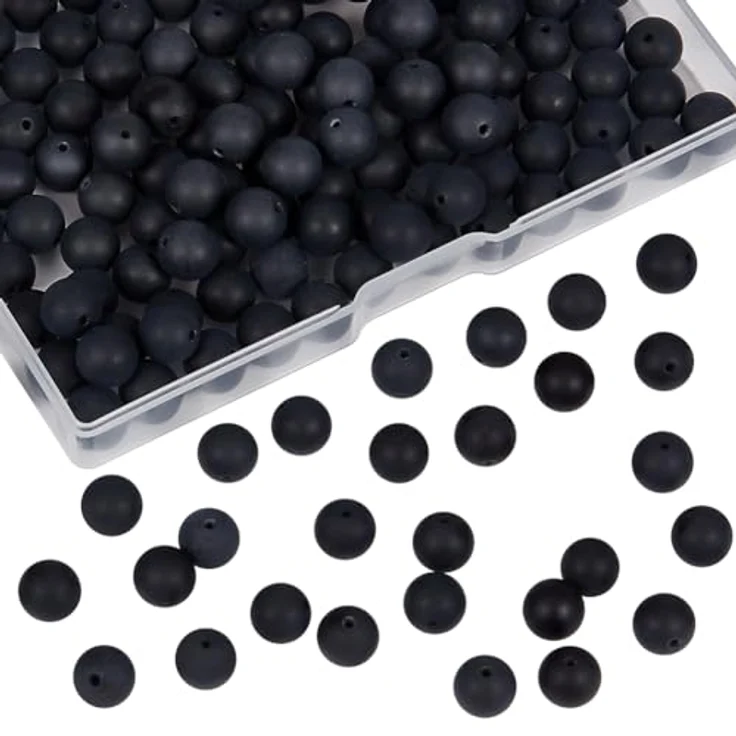 NBEADS Natürliche Grade A Runde Mattschwarz Achat Edelstein Perlen 8mm, 180 Stück zur Schmuckherstellung – Bild 1