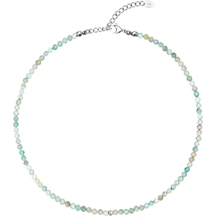 BERGERLIN Amazonit Halskette, türkis mit facettierten Perlen und 925 Sterling Silber Verschluss, XS-S (40-45 cm) – Bild 4