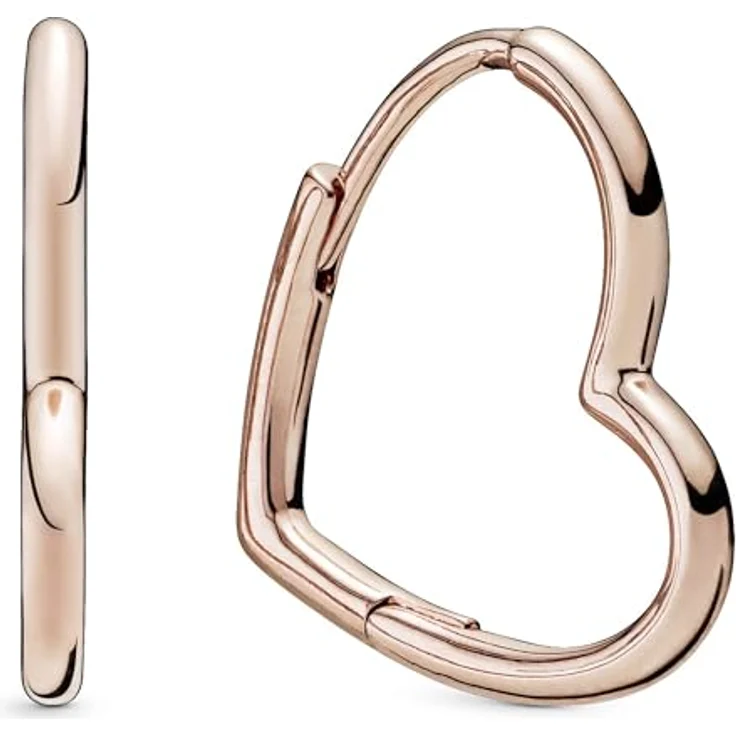 PANDORA ROSE Ohrringe "Asymmetrische Herzen der Liebe" in 14 Karat Rosévergoldung, minimalistisches Design für Damen – Bild 3