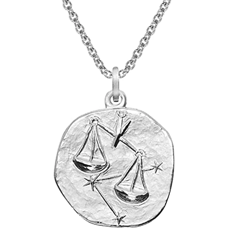 trendor Sternzeichen Waage Halskette 925 Silber, Ø 20 mm, Rhodinierter Tierkreiszeichen Anhänger für Damen und Herren, 50 cm lang, Geschenk-Box 51610-10-50 – Bild 1