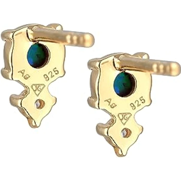 Elli Damen Ohrringe Vintage Ohrstecker mit Zirkonia Kristallen und Opal, 925 Sterling Silber vergoldet – Bild 4